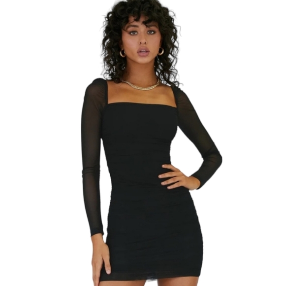 Princess Polly Dresses & Skirts - Princess Polly Chavri Long Sleeve Mini Dress Black Women’s Size 12